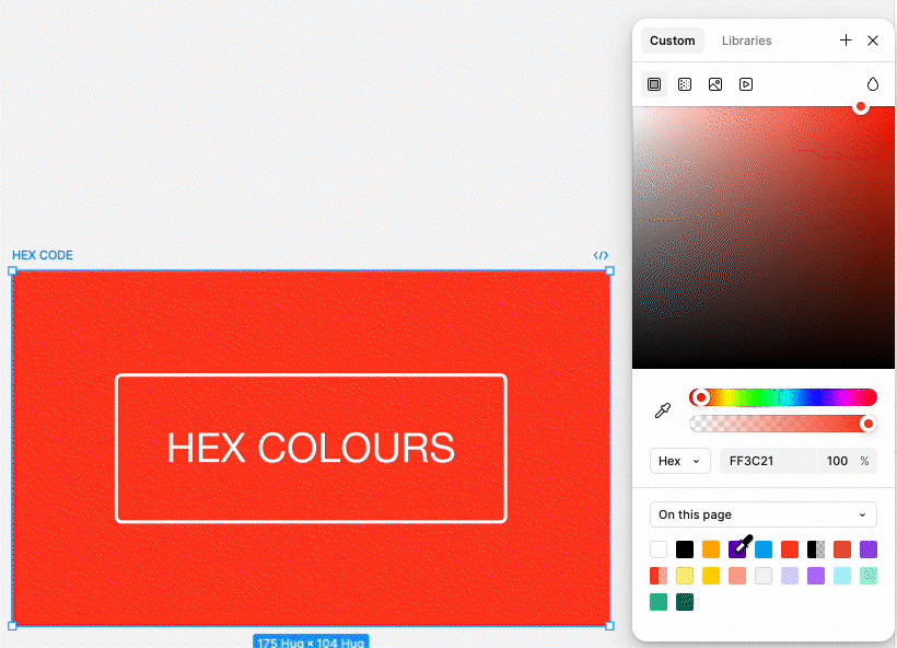 Digital designer using FIGMA to edit Hex codes.