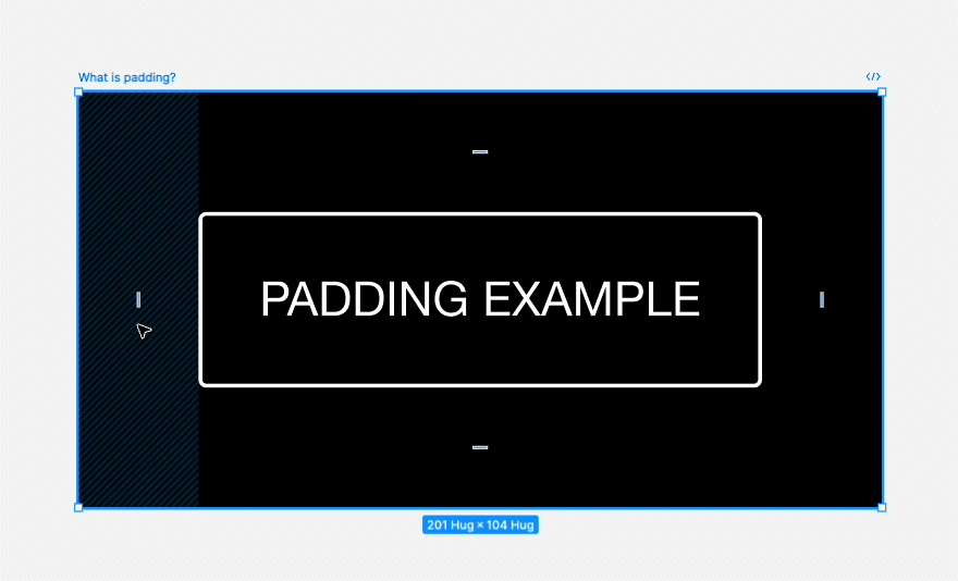 Designer using FIGMA to see the padding around an object.